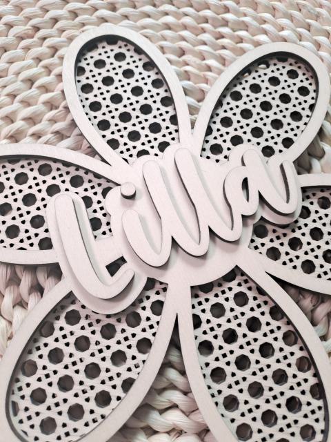 Two-layer rattan flower name sign